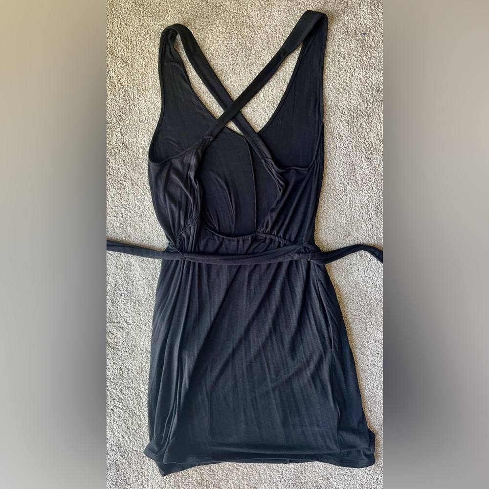 BCBGeneration Short Black Criss-Cross Back Dress Size S | Pockets | Gently Worn
